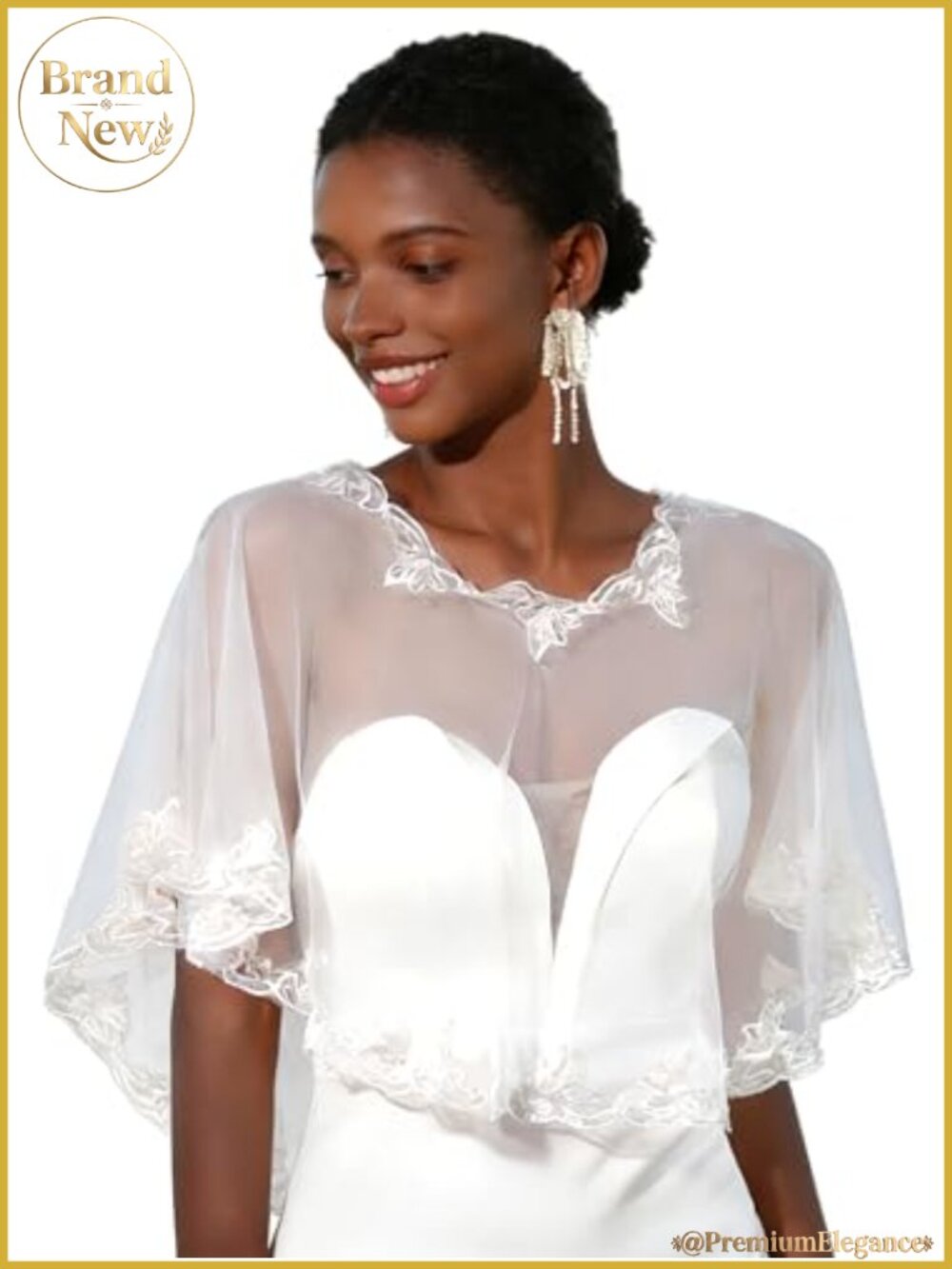 Lace Shawl Wrap Shrug Wedding Bridal Sequin Cape